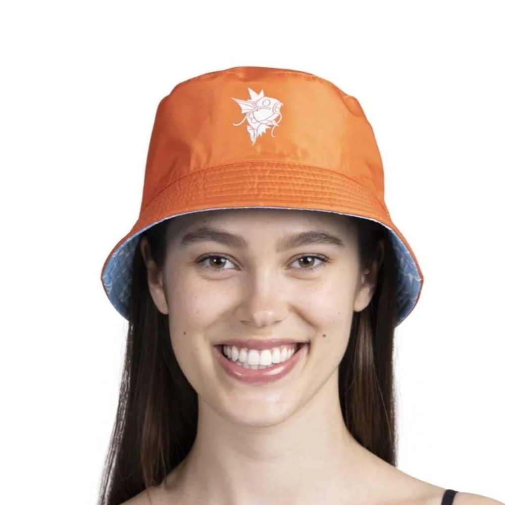 Pokemon Center Reversible Summer Bucket Hat Tropical Magikarp Waves Blue Orange